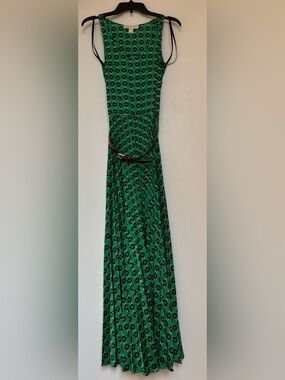 Michael Kors Green Geometric Print Maxi Dress